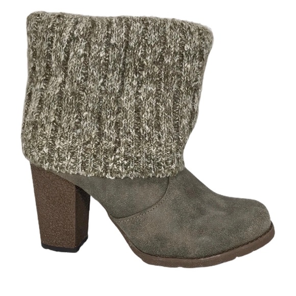Muk Luks Shoes - MUK LUKS Rolled Cuff Pull On Heeled Ankle Boot
